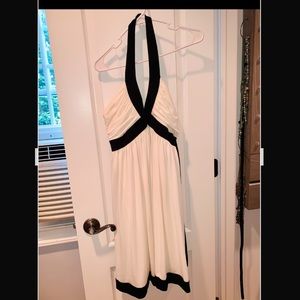 Maggie London Petite white dress with black trim